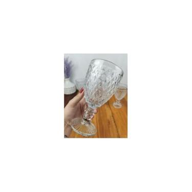 Imagem de Conjunto de 6 Taças de Vidro Bico de Abacaxi, 325ml, Transparente, 16,5cm Altura, Base 7cm, Design Retrô com Relevo