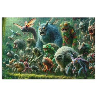 Imagem de Quebra-cabeças adultos Monstros Jungle Adventure 1000 peças paisagem floral difíceis quebra-cabeças engraçados presentes de jogo de quebra-cabeça