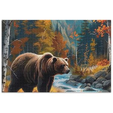 Imagem de Paisagem Urso Marrom Cena Adultos 1000 Peças Quebra-cabeça Engraçado Jogo Presentes Família Quebra-Cabeça Brinquedo Arte