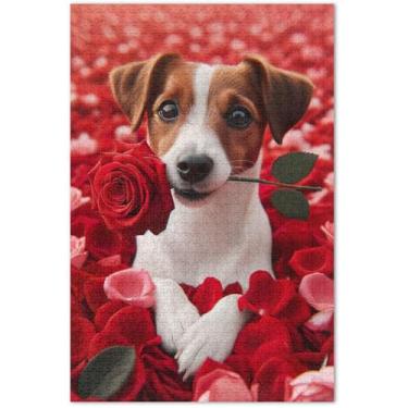 Imagem de Quebra-cabeça rosa de cachorro beagle dos namorados para adultos 1000 peças estampa de animais quebra-cabeça divertido família elefante branco presentes, 75 x 40 centímetros