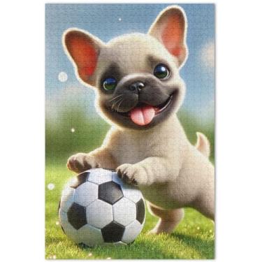 Imagem de Adorável buldogue filhote de cachorro 1000 peças quebra-cabeças adultos brinquedo arte exclusivo quebra-cabeças elefante branco presentes, 75 x 40 centímetros