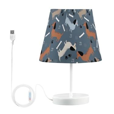 Imagem de Joisal Candeeiros divertidos Dachshunds Bones cinza para mesa noturna abajur amigável para os olhos, abajur de mesa de escritório, luminária de mesa de extremidade, decoração de quarto para mulheres