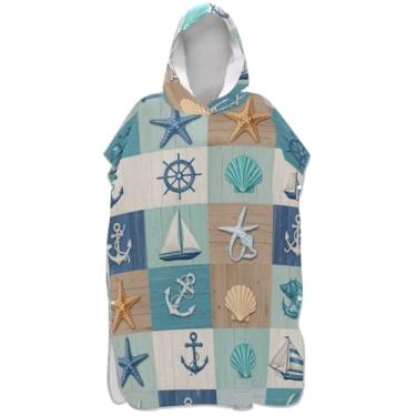 Imagem de Joisal Poncho de surfe para adultos trocador de roupa de praia com capuz toalha floral plus size azul costeiro bege ponchos adultos para mulheres