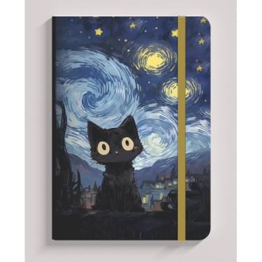 Imagem de Bloco de desenho A5 - Capa dura com tema felino, papel pesado sem linhas, adequado para criação artística, anotações e colecionadores de gatos (GATO DOS SONHOS,SEM pauta (para desenhar))