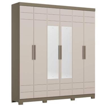 Imagem de Guarda Roupa Casal 6 Portas Com Espelho 210 cm Flora Duna Cristal HENN