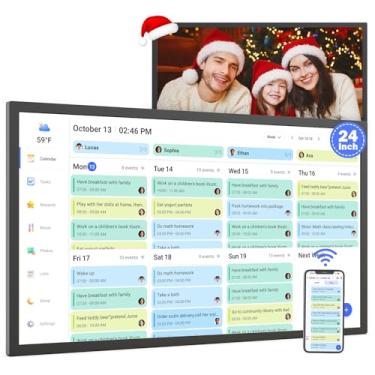 Imagem de Calendário digital inteligente de 61 cm para agendamentos familiares – Calendário eletrônico interativo montado na parede, tela sensível ao toque para lista de tarefas, sincronização automática do