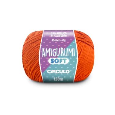 Imagem de Fio Amigurumi Soft Círculo 150m Acrílico Algodão Macio Crochê Tricô Artesanato Versátil (4456 - LARANJA)