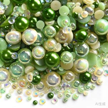 Imagem de 500 peças ABS pérolas semi-redondas e resina flatback strass tamanhos variados kit sortido para fazer joias DIY, arte de unhas, decoração de artesanato (cor 56)