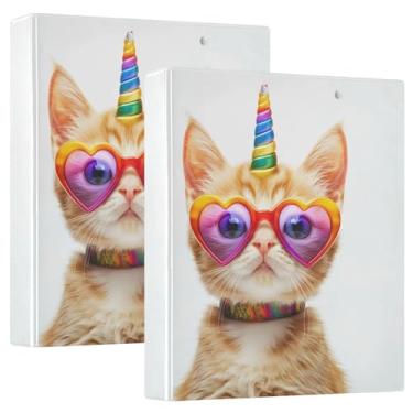 Imagem de Pacote com 2 fichários fofos de unicórnio com pastas escolares para prancheta, prancheta de enfermeira com armazenamento