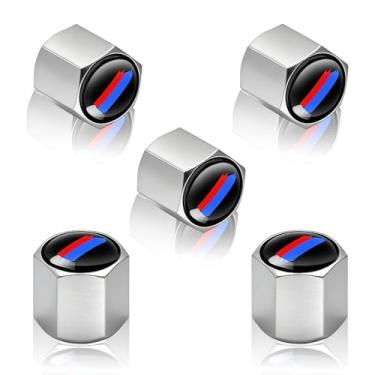 Imagem de Erivis 5 peças de tampas de válvula de pneu de carro, tampas de haste de válvula de liga à prova de vazamento anticorrosão tampa de pneu de roda automotiva, para BMW X3 X5 X7 X1 X6 X4 M3 M4 M5 M6 4 3