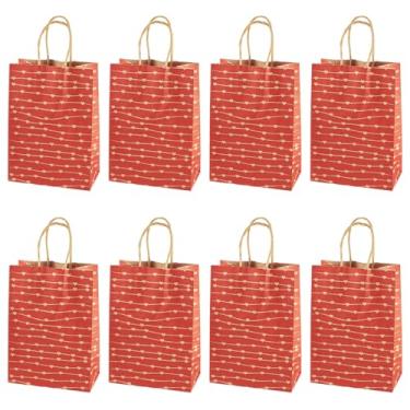 Imagem de 10 sacos de papel de dia dos namorados, sacos de presente de dia dos namorados com alças padrão de coração vermelho para aniversários, dia das mães, chás de bebê, chás de panela, lembrancinhas de