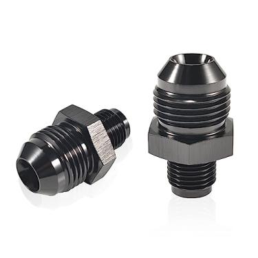 Imagem de STPCTOU Alumínio -8AN alargador macho para 1/2 x 20 rosca macho acessórios adaptador de assento invertido conector macho flare, preto 8AN rosca macho invertido encaixe preto 2 peças