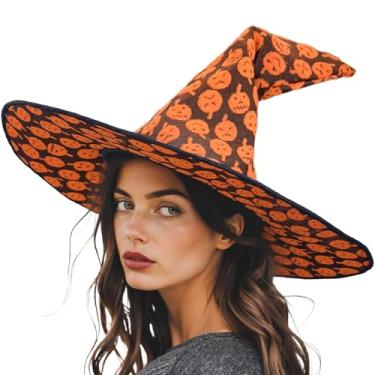 Imagem de gagift world Chapéu de bruxa laranja, chapéu de bruxa de 43 cm para fantasia de bruxa, acessórios de cosplay novidade para festa à fantasia de Halloween, baile de máscaras de Natal