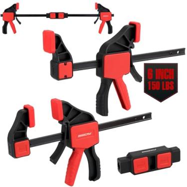 Imagem de Grampos de barra de 3 peças de 15 polegadas para marcenaria com conector de grampo, grampos de madeira de liberação rápida de 15 cm com limite de carga de 68 kg, conjunto de grampos de gatilho