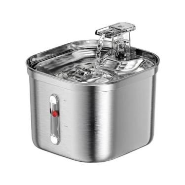 Imagem de Fonte de Água Automática para Pets 2L  Bivolt Inox com Filtro para Cãe