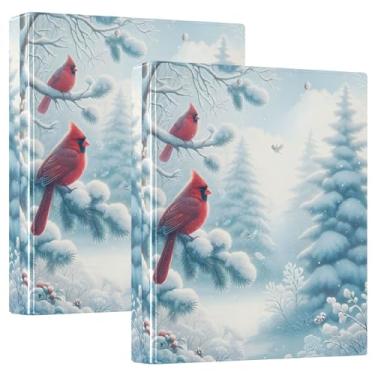 Imagem de Pastas de neve personalizadas Winter Cardinals de 3 cm com 3 anéis para guardar 200 folhas, caderno, anel redondo, fichário de receitas, 31,5 x 27 x 6 cm, 1 pacote