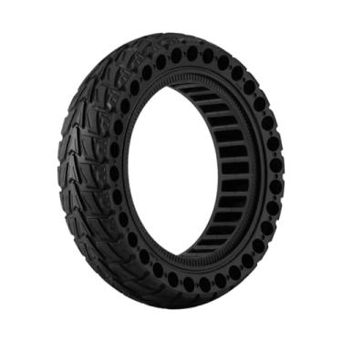 Imagem de IEUDNS Rodas de borracha para patinetes elétricos, fáceis de instalar, com estrutura alveolar, ideais para uso fora de estrada. Pneus de reposição para, Preto