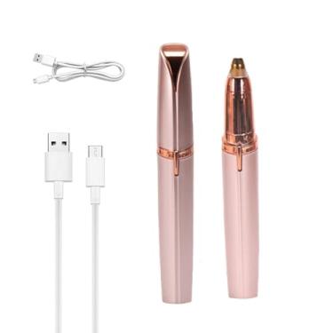 Imagem de Aparador de sobrancelhas recarregável 2 em 1 e removedor de pelos faciais, barbeador corporal portátil para mulheres