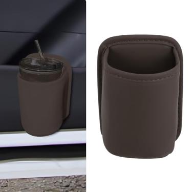 Imagem de Wuyaoyao Suporte de copo grande para porta de carro, suporte de copo de couro com clipe para porta de carros e bolso do banco traseiro, organizador de armazenamento extra para garrafa de água de