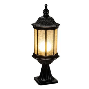 Imagem de aqxreight Luz de Pilar Externa, Luz de Parede de Jardim para Quintal de Cerca de Portão Com Design Compacto e Elegante, Abajur de Vidro Em Alumínio Fundido (pequena)