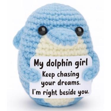Imagem de Weming Gift for Teen Girl – Mini Crochet Dolphin Plush with Positive Sign, Handmade 4-inch, Birthday Christmas Valentine for Her Teen Girls Gift Trendy Stuff
