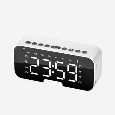 Imagem de BT Clock Speaker Relógio de Alarme Pequeno para Casa com Rádio FM Som Portátil Conexão Inserção Cartão TF Música Display Digital Operação Fácil e Escritório