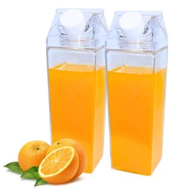 Imagem de Garrafa Acrílica 1000ml para Suco, Água e Leite BPA Free Transparente Antivazamento Reutilizável para Geladeira 0013 (2 Unidades)