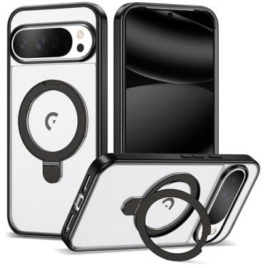 Imagem de VIJISEA Capa compatível com Google Pixel 9 Pro XL/Pixel 10 Pro XL com suporte de anel magnético, [compatível com Mag-Safe], capa protetora à prova de choque de 6,8 polegadas para mulheres e homens