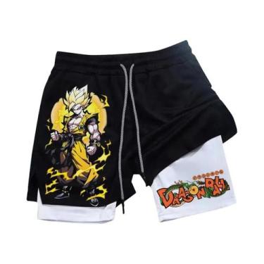 Imagem de Shorts Masculinos Dragon Ball Dupla Camada 2 Em 1 Verão Outono Marca E