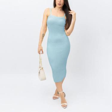 Imagem de Vestido Longo Elegante Festa Tricot Modal Verão Regata Tubinho Lançame