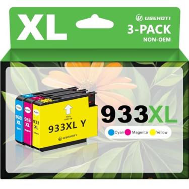 Imagem de USEHOTI Pacote combo de cartuchos de tinta 933XL compatível com HP 933, funciona com impressora HP OfficeJet 6100 6600 6700 7110 7612 7610 7510 (ciano, magenta, amarelo, pacote com 3)