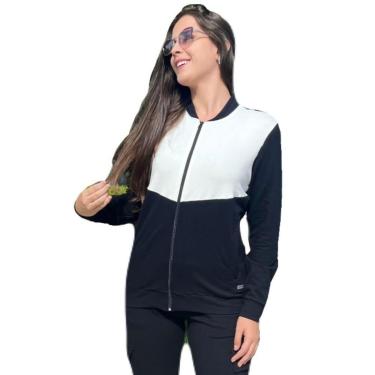 Imagem de Jaqueta Bomber Feminina Manga Longa Gola Esporte Bolso Lateral Zíper Frontal Casaco Feminino-Feminino