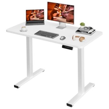 Imagem de Mesa Eletrica Ajustavel com Regulagem de Altura para Escritório e Home Office Escrivaninha Gamer com Tampo Inteiro 120x60cm Estação de Trabalho Ergonômica para Computador e Notebook Branca