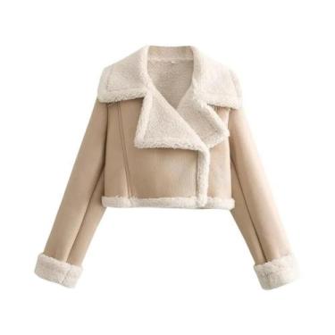 Imagem de Jaqueta De Couro Cropped Com Zíper E Ajuste Solto Para Mulheres, Estil