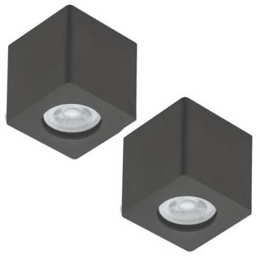 Imagem de Kit 2 Spots Quadrados de Sobrepor Luminária de Teto Preta Zoom Bivolt 