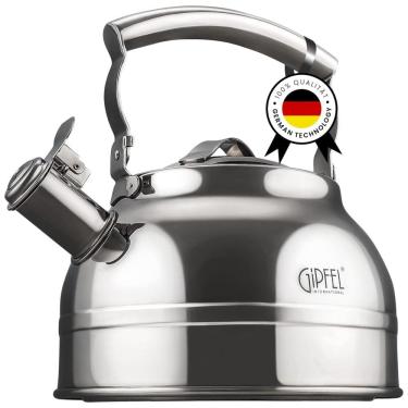 Imagem de Chaleira de Chá 2.2L, com Apito, Aço Inoxidável, GIPFEL INTERNATIONAL 1128, Prateado