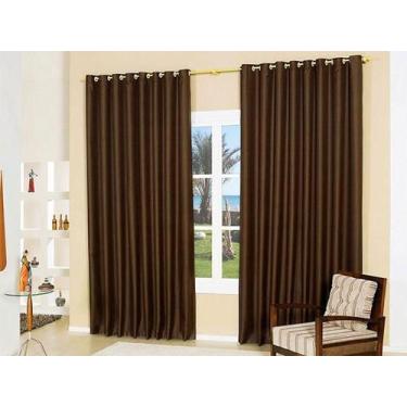 Imagem de Cortina Para Sala/Quarto Oxford 400x250 com ilhóses - Admirare, Marrom