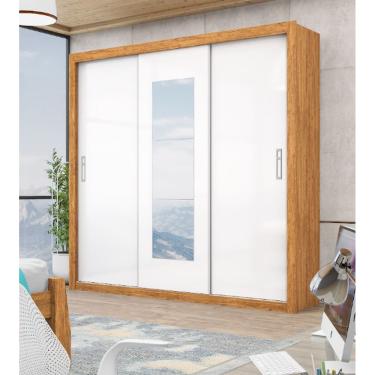 Imagem de Guarda Roupa Ilhéus Espelho Cinamomo/Branco - Carioca Móveis