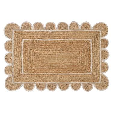 Imagem de RIANGI Tapete de área de juta tecido à mão - 6,5 x 7,5 m - Tapetes retangulares rústicos bege reversíveis vintage natural entrada, decoração de chão, boho, tapete de juta 2 x 3 pés