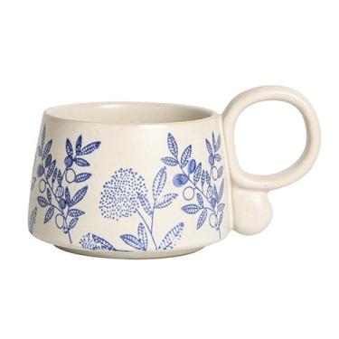 Imagem de Xícaras de café Caneca de cerâmica pintada com esmalte chinês, xícara café, flor, planta, latte, da manhã, aveia