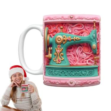 Imagem de Caneca de costura, caneca de máquina de costura | Caneca temática de máquina de costura,3DUnique novidade multiuso para máquina de lavar louça e caneca de café segura para micro-ondas para amantes