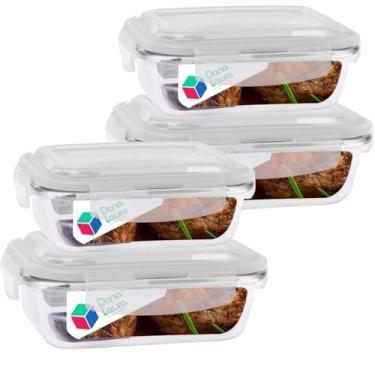 Imagem de Kit 2 Potes de Vidro Herméticos Marmita Fit C/Tampa Retangular 370ml e 640ml 2 Tamanhos - Dona Laura (4)