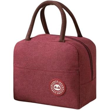 Imagem de Bolsa Termica Necessaire Portatil Lancheira Dobravel Organizadora Bolso Externo Semi-Impermeavel com Alça (Vinho)