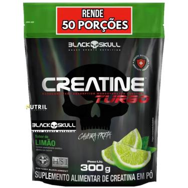 Imagem de Creatina Monohidratada TURBO Refil Black Skull 300g Creatine para Energia Força Ganho de Massa-Unissex