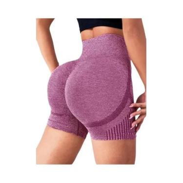 Imagem de Shorts De Yoga Femininos De Cintura Alta Com Efeito Levanta Bumbum E C