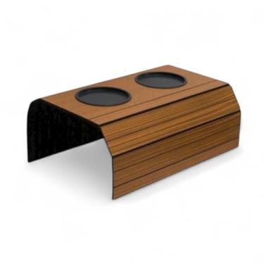 Imagem de SofaCup Duo, Suporte para Copos de Braço de Sofá em MDF, 2 Porta-Copos Pretos, Ideal para Sala de TV (Caramelo)