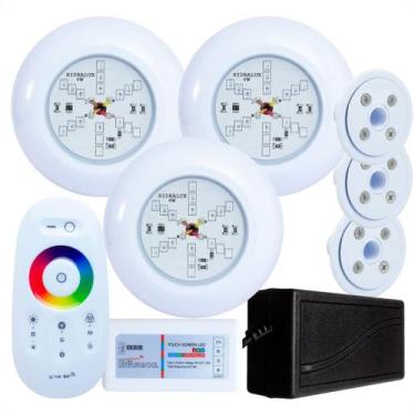 Imagem de Kit 3 Refletores Led 6w RGB ABS e Comando para Iluminação Piscina Vini