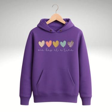 Imagem de Blusa de Moletom Feminino Canguru Estampado Coração Moderno-Feminino