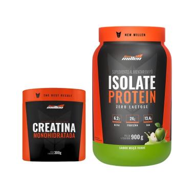 Imagem de Whey Isolado New Millen Zero Lactose Pote 900 e Creatina-Unissex