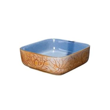 Imagem de Vessel Vanity Sink Artístico Retrô Acima do Balcão Lavatório Artesanal Textura Lótus Cerâmica Banheiro (Bacia Única) Bancada Moderna